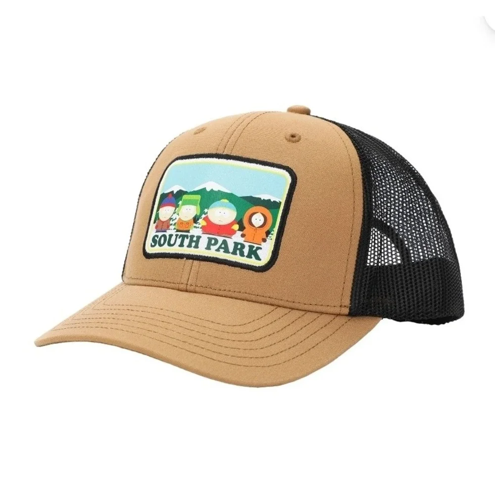 South Park Snapback Hat Tan Black Adjustable Mesh Back Trucker Cap Cartoon New